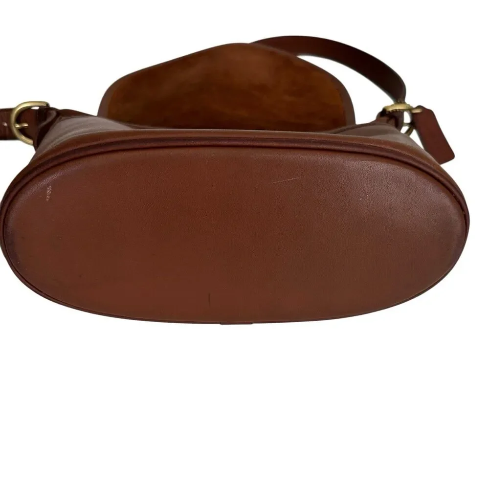 Vintage Coach 4150 Fletcher Flap Brown Leather Shoulder Bag Brass Hardware - Picture 8 of 15